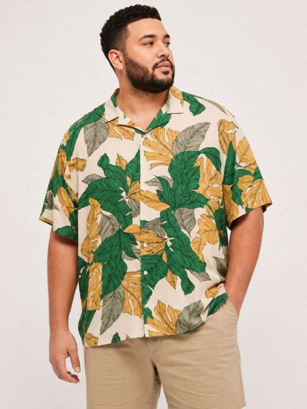 No Boundaries Men’s 3XL Tropical Leaf Button Down Shirt NWT Vacation Hawaiian